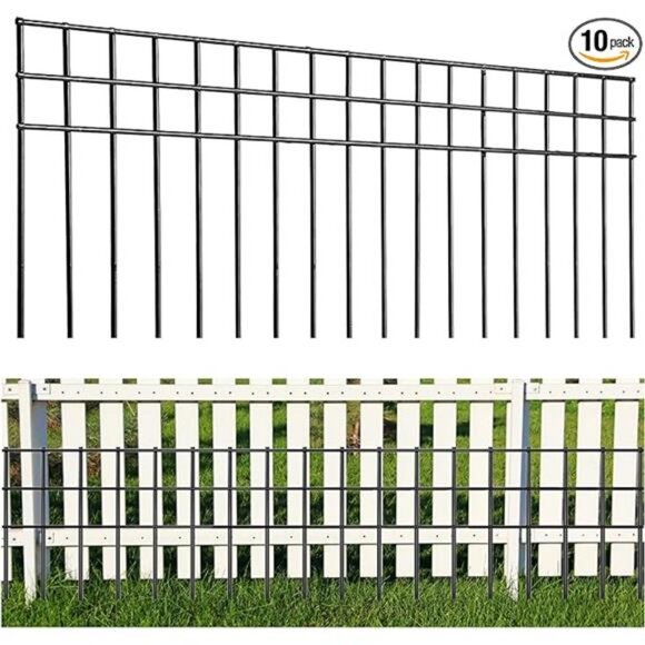 32x10-inch No Dig Animal Barrier Fence, 10 Pack Black Dig Protective Fence with - Picture 8 of 8